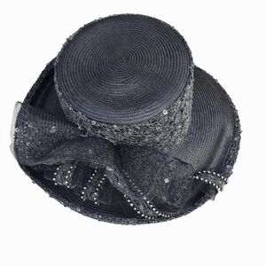 Gray‎ Sequined wide brim hat NWT